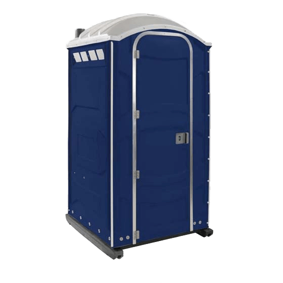 Standard portable toilet rental unit on construction site